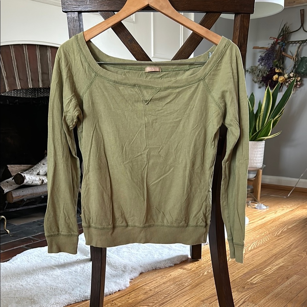 Olive Green Long Sleeve Top